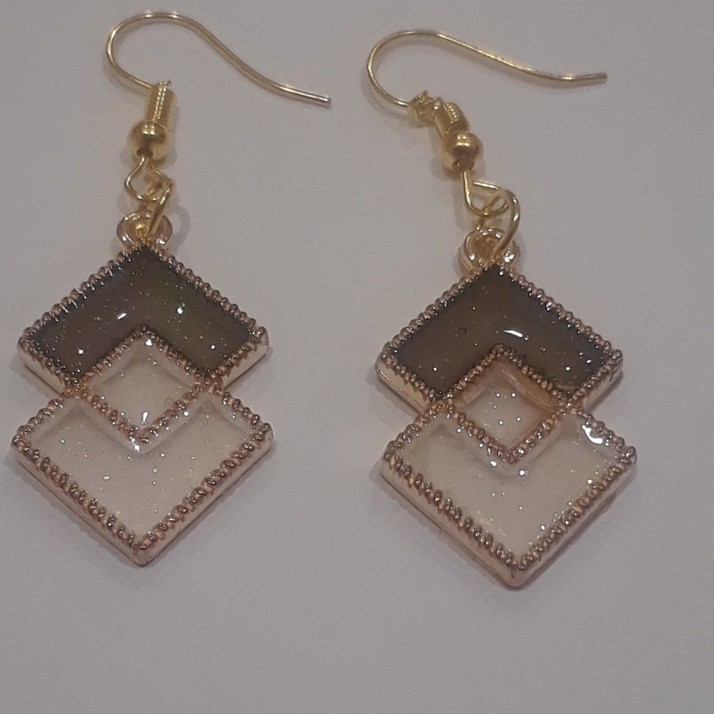 Handmade Beautiful 18kt Gp Clear Diamond Earrings - Picture 1 of 1